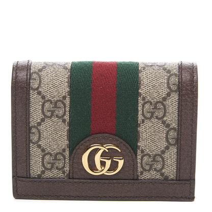 Gucci GG Supreme Monogram Web Ophidia Card Case Beige New Acero 1 of 9