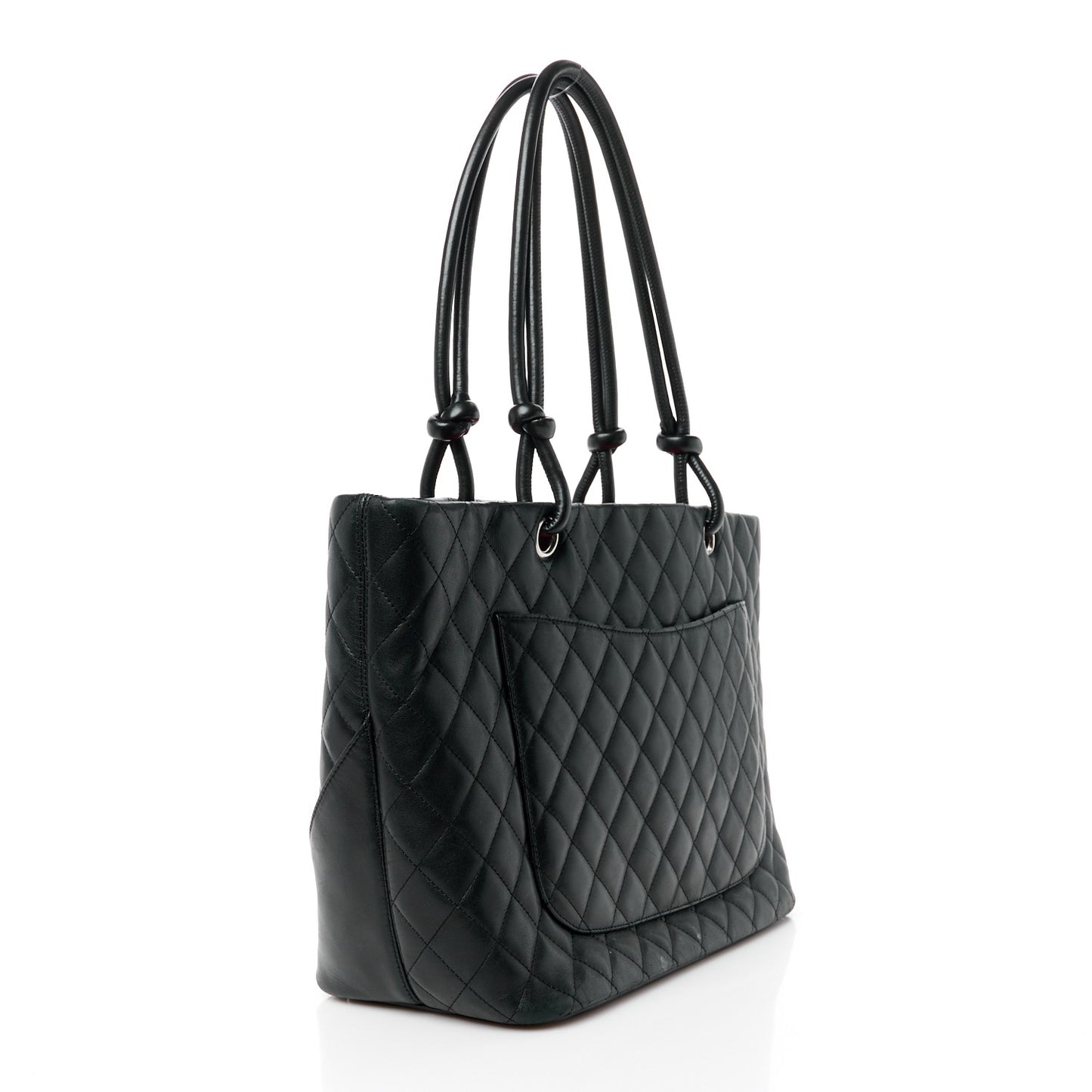 Calfskin Quilted Large Cambon Tote Black