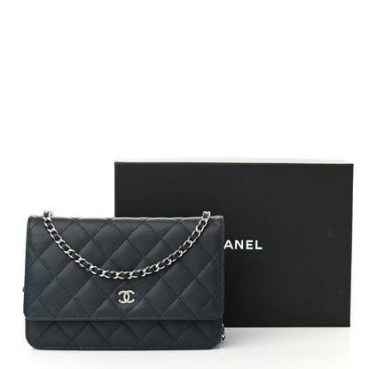 Chanel Caviar Quilted Wallet on Chain WOC Navy Blue 12 of 12
