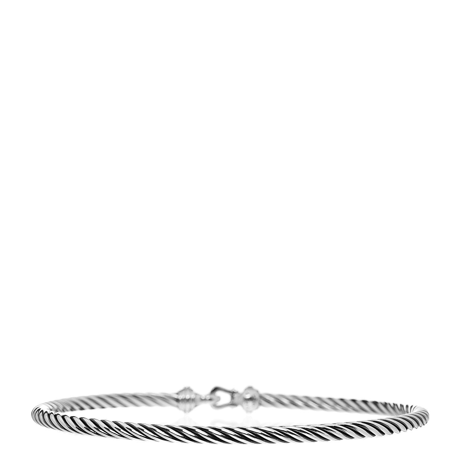 David Yurman Sterling Silver Diamond 3mm Cable Buckle Bracelet 2 of 3