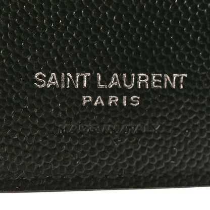 Saint Laurent Grain De Poudre Matelasse Chevron Monogram Compact Tri Fold Wallet Black 6 of 8