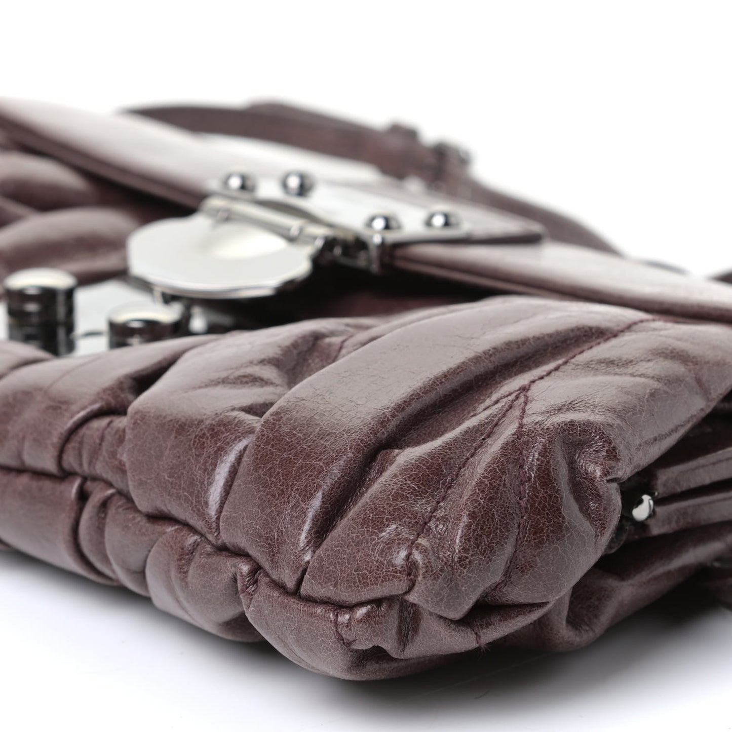 Vitello Lux Matelasse Flap Pochette Brown