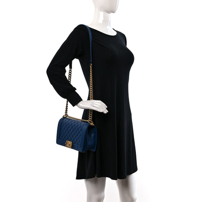Chanel Caviar Quilted Medium Boy Flap Blue 2 of 10
