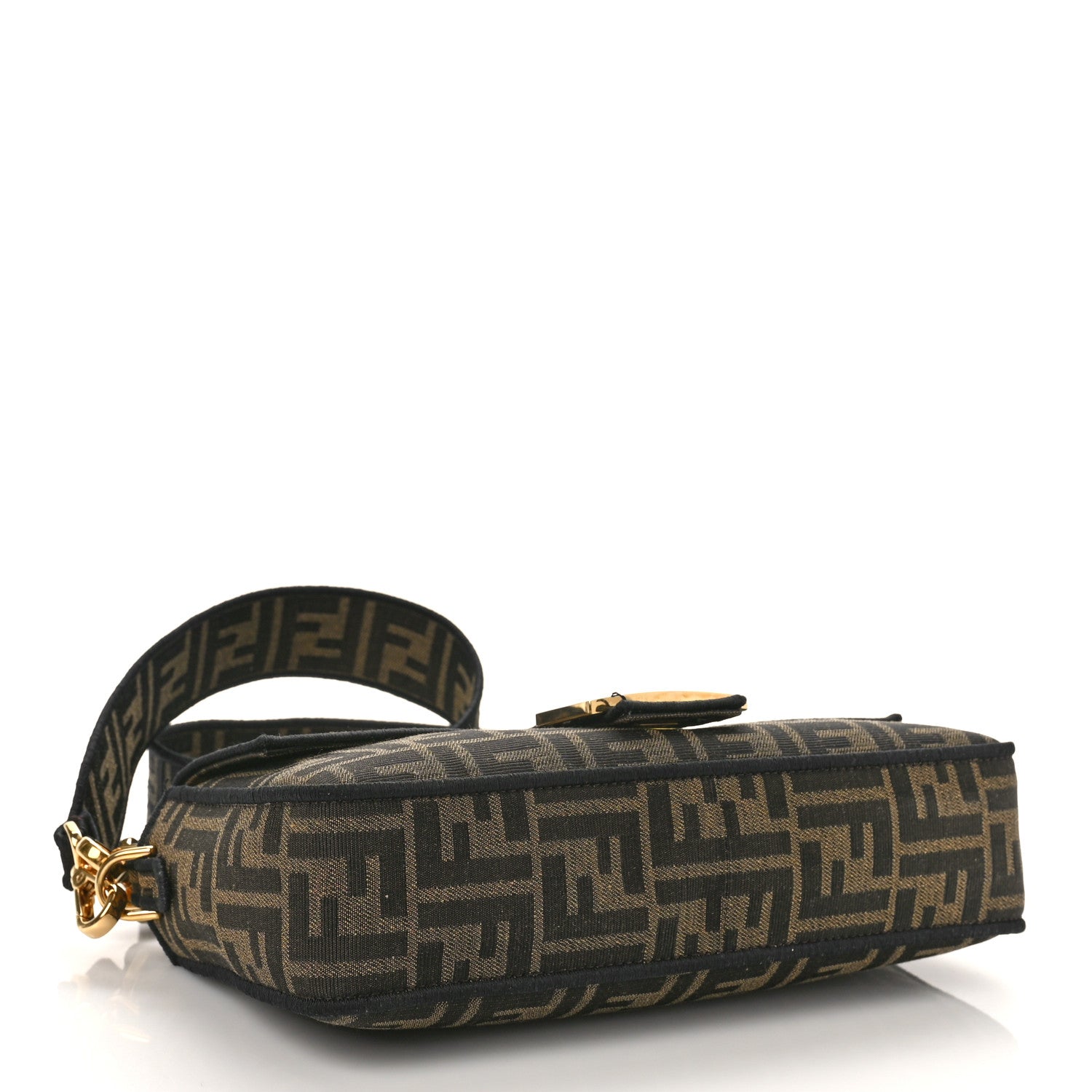 Fendi Fabric Jacquard FF 1974 Medium Baguette Tobacco Moro Black 4 of 9