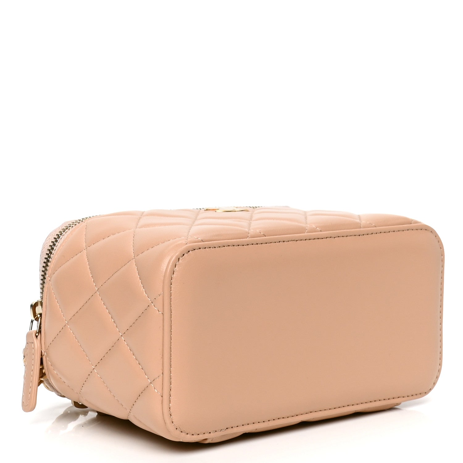 Chanel Lambskin Quilted Small Top Handle Vanity Case With Chain Beige 3 of 4