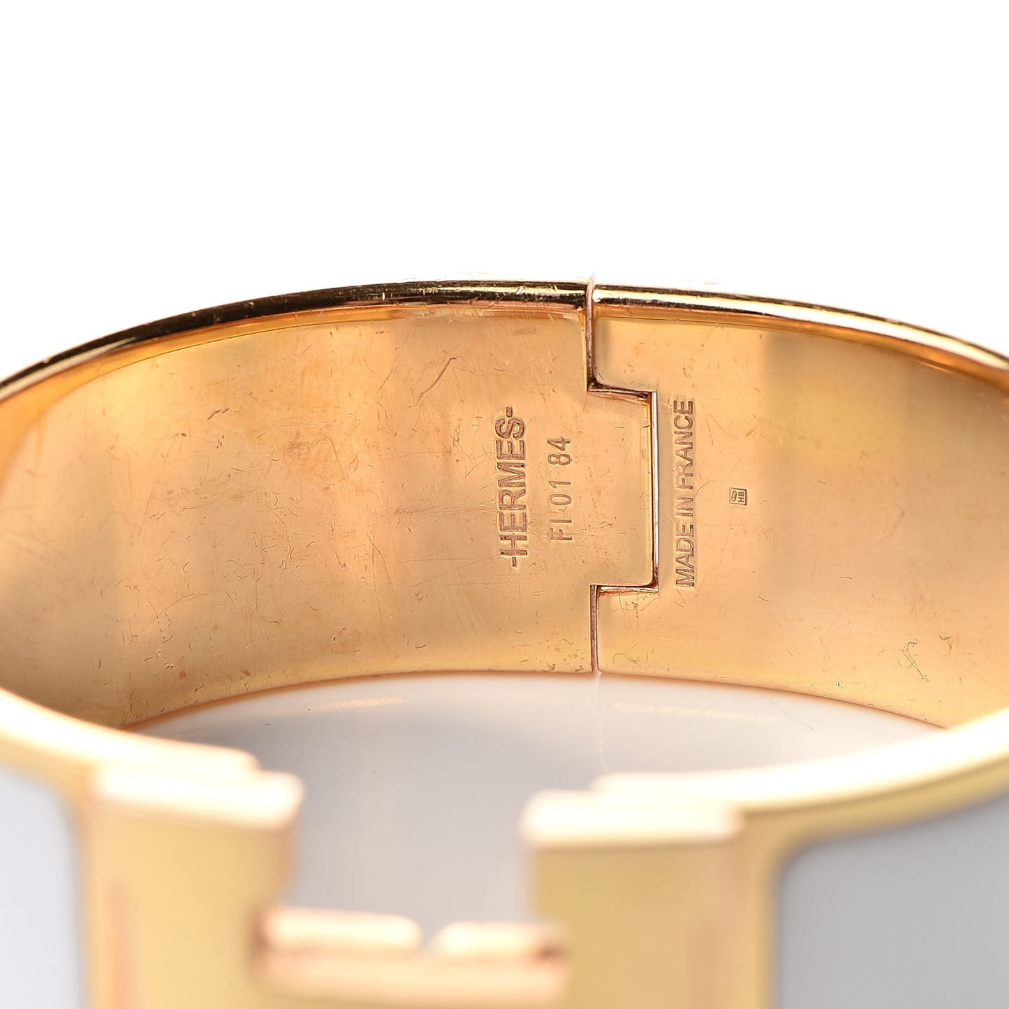 Enamel Wide Clic Clac H Bracelet PM White
