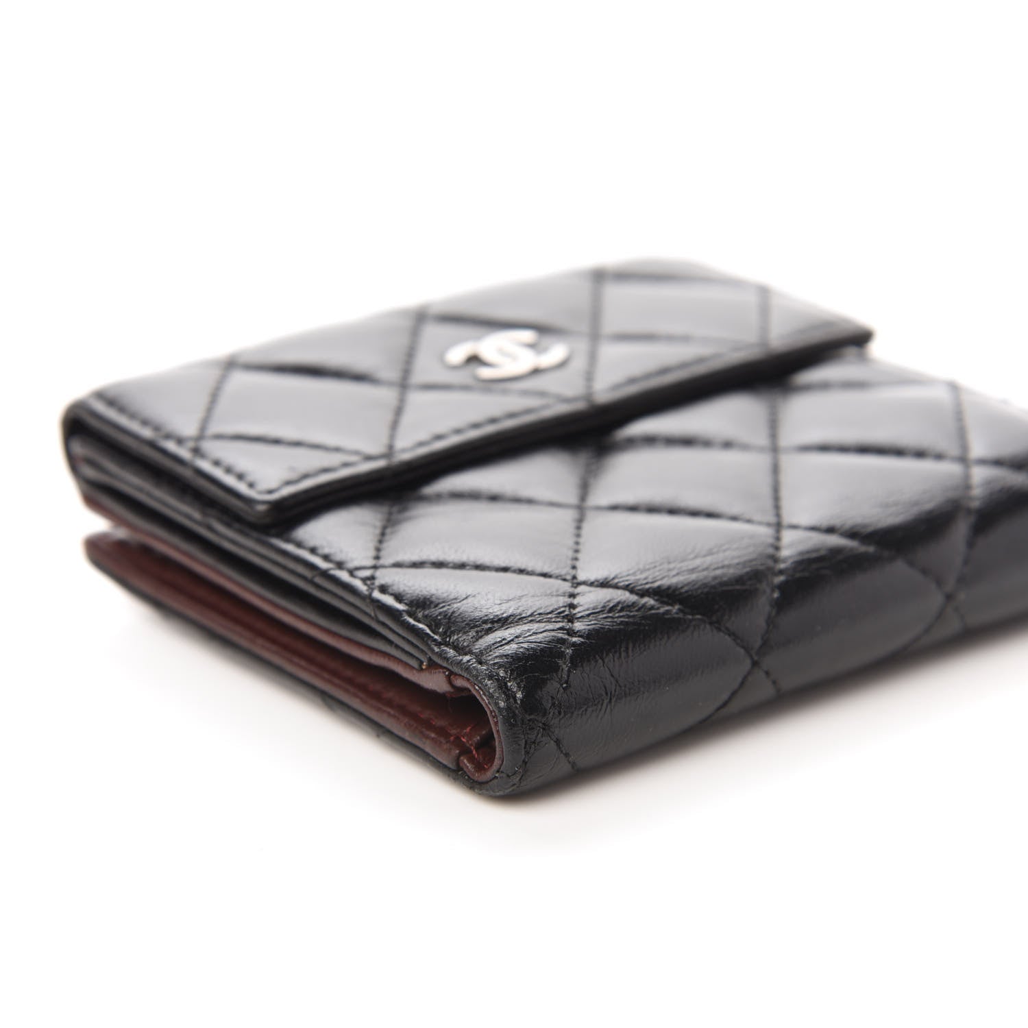 Chanel Lambskin Quilted Compact French Flap Wallet Black 6 of 10