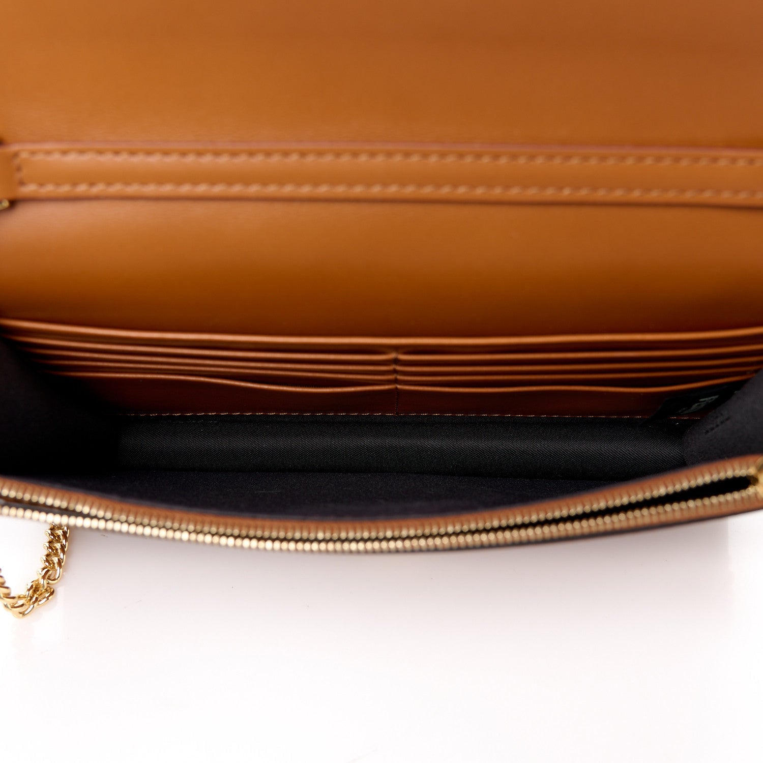 Fendi Vitello King Tamponato Logo Embossed Medium Wallet On Chain Cuoio 5 of 11