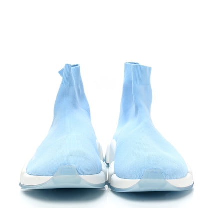 Balenciaga Technical 3D Recycled Knit Bi-Color Mens Speed 2.0 Transparent Sole Sneakers 46 Blue White Transparent Blue 2 of 9
