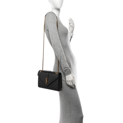 Saint Laurent Grain De Poudre Textured Mixed Matelasse Medium Triquilt Monogram Satchel Fog 2 of 9