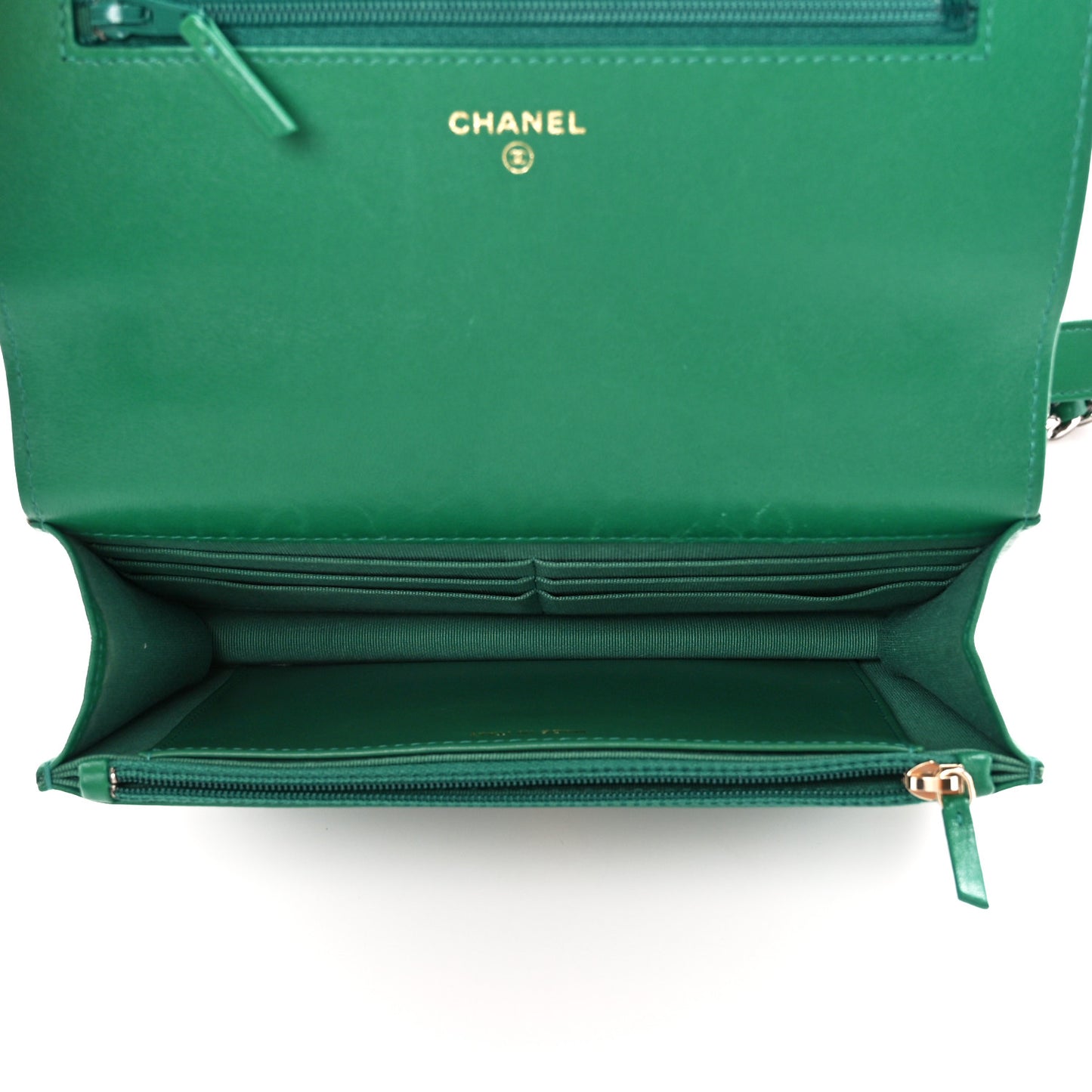 Lambskin Quilted Chanel 19 Wallet On Chain WOC Green