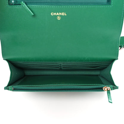 Chanel Lambskin Quilted Chanel 19 Wallet On Chain WOC Green 5 of 12