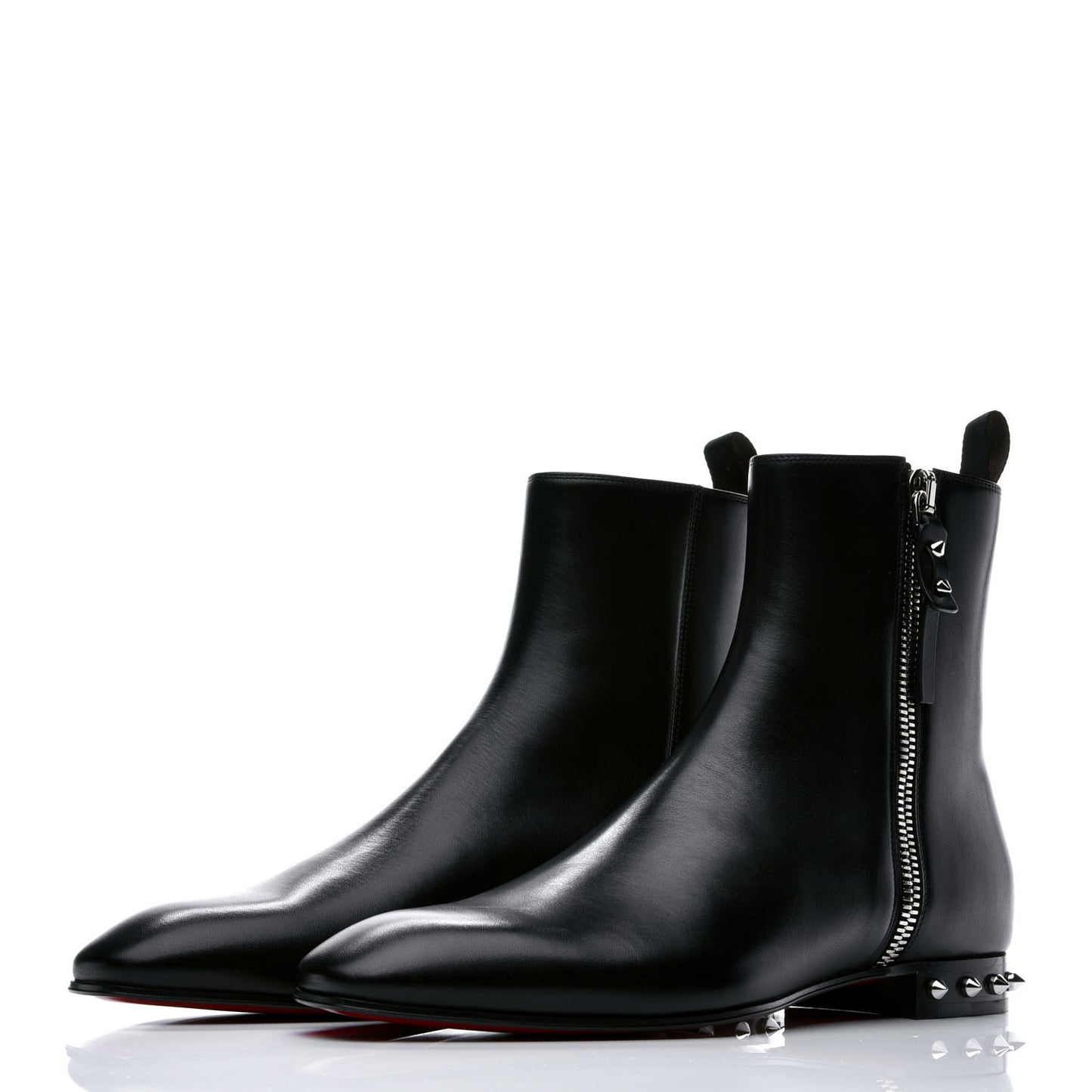 Calfskin Spikes Roadirik Flat Boots 41 Black