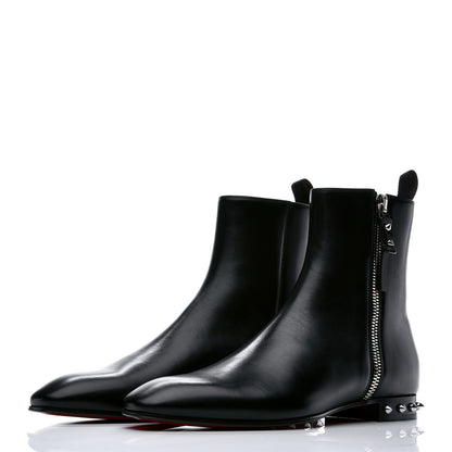 Christian Louboutin Calfskin Spikes Roadirik Flat Boots 41 Black 3 of 9