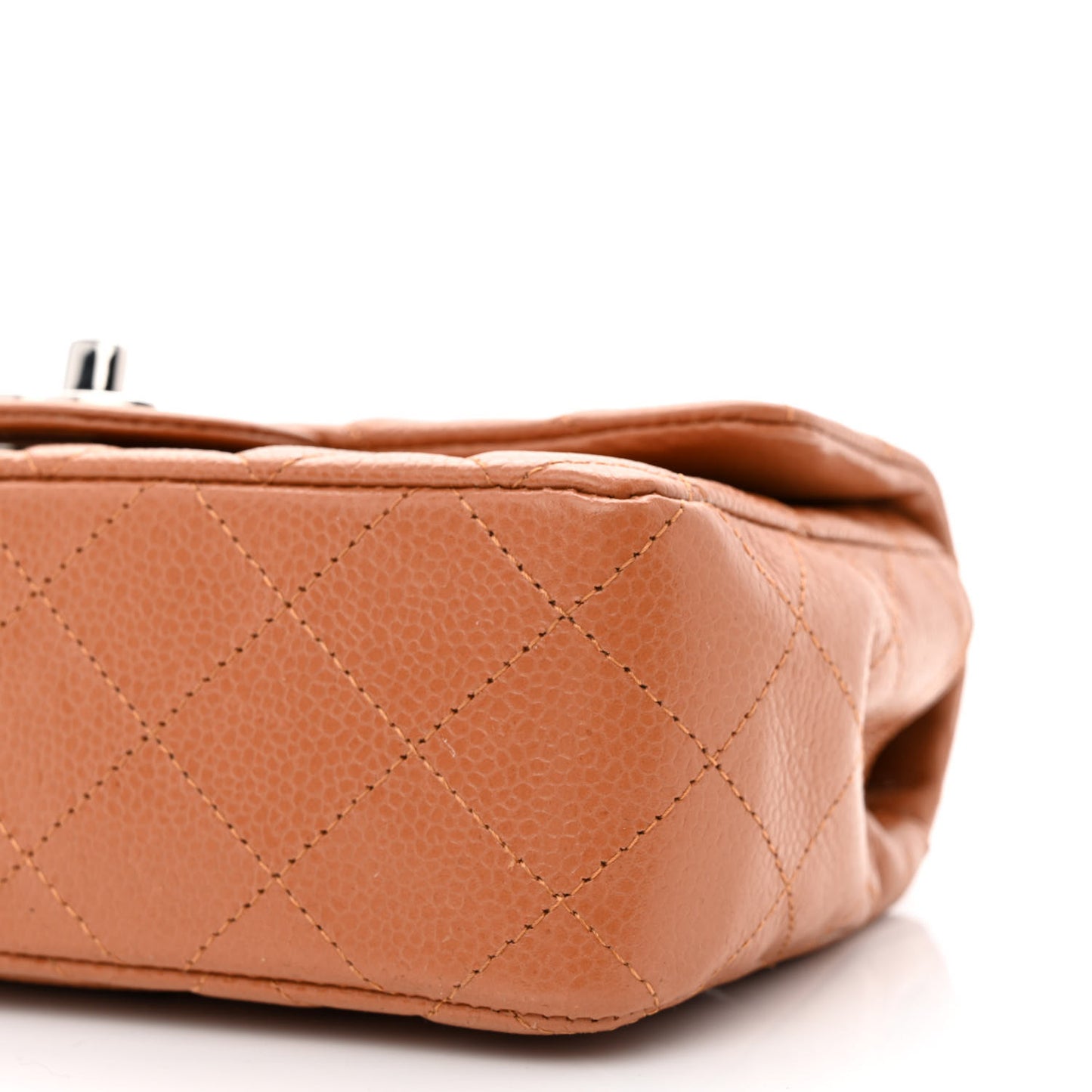 Caviar Quilted Mini Rectangular Flap Light Brown