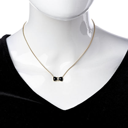 Van Cleef & Arpels 18K Yellow Gold Diamond Black Onyx Bow Pendant Necklace 2 of 5
