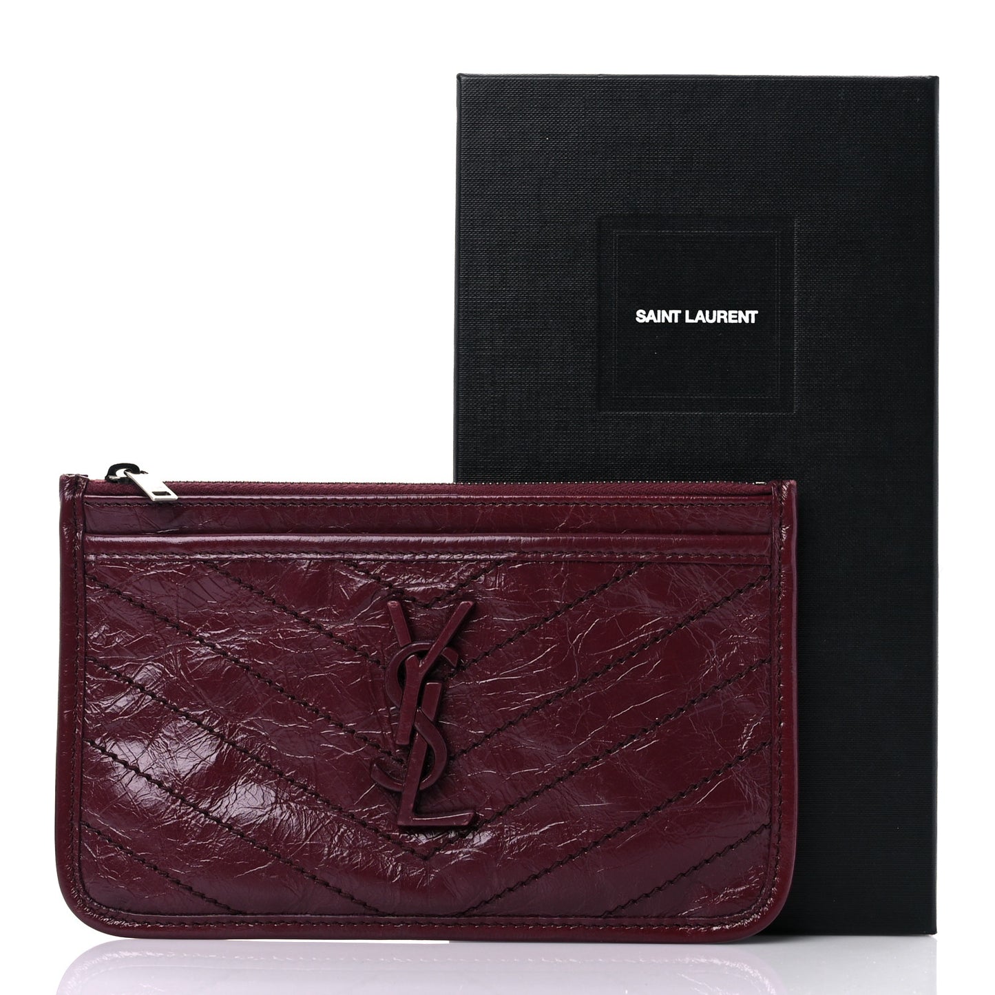 Crinkled Calfskin Matelasse Niki Bill Pouch Rouge Legion