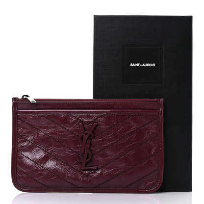 Saint Laurent Crinkled Calfskin Matelasse Niki Bill Pouch Rouge Legion 12 of 12