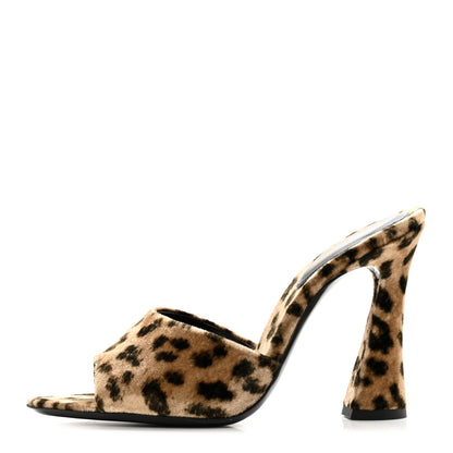 Saint Laurent Velvet Leopard Print Gippy 105 Sandals 37.5 Brown 1 of 8