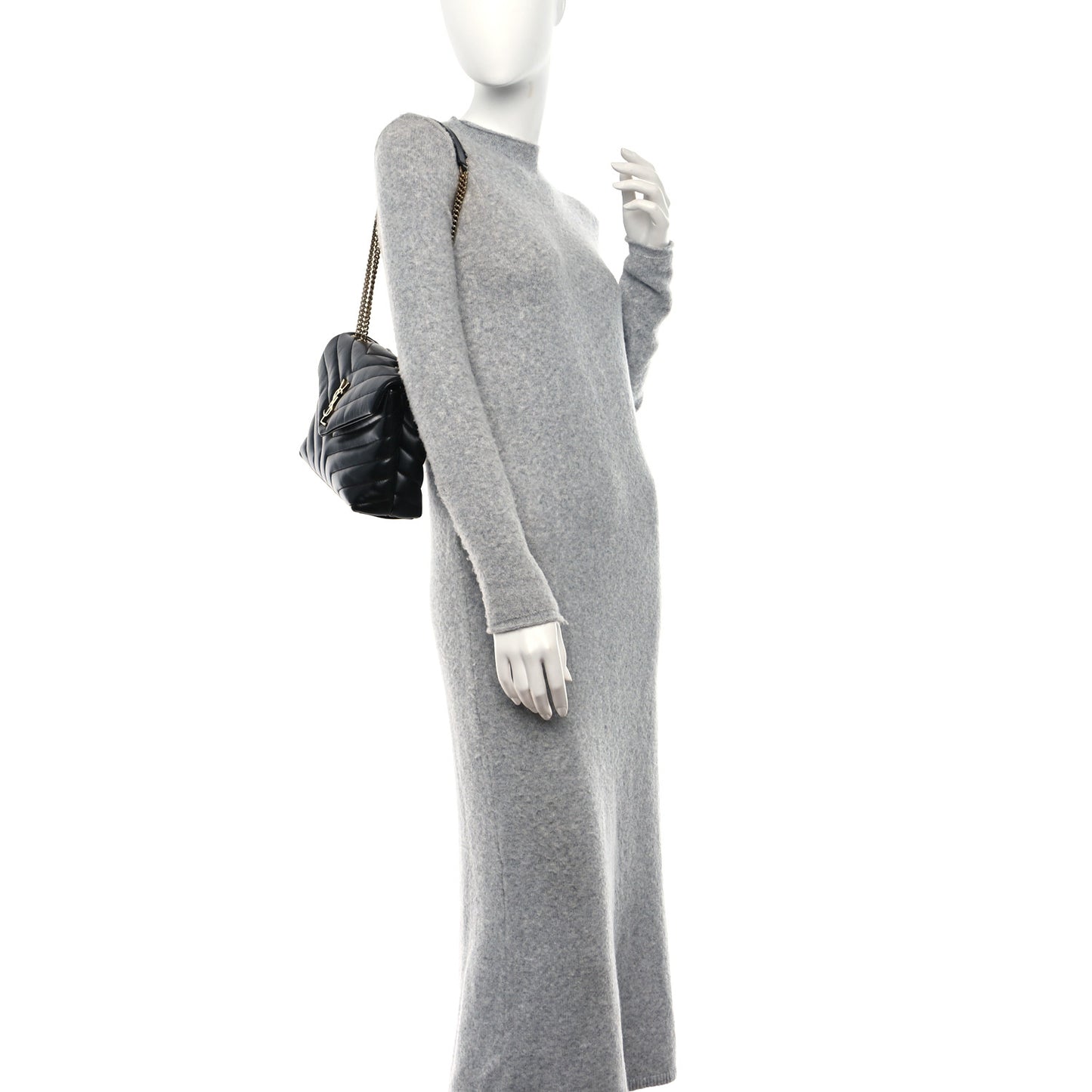 Calfskin Y Quilted Monogram Small Loulou Chain Satchel Black