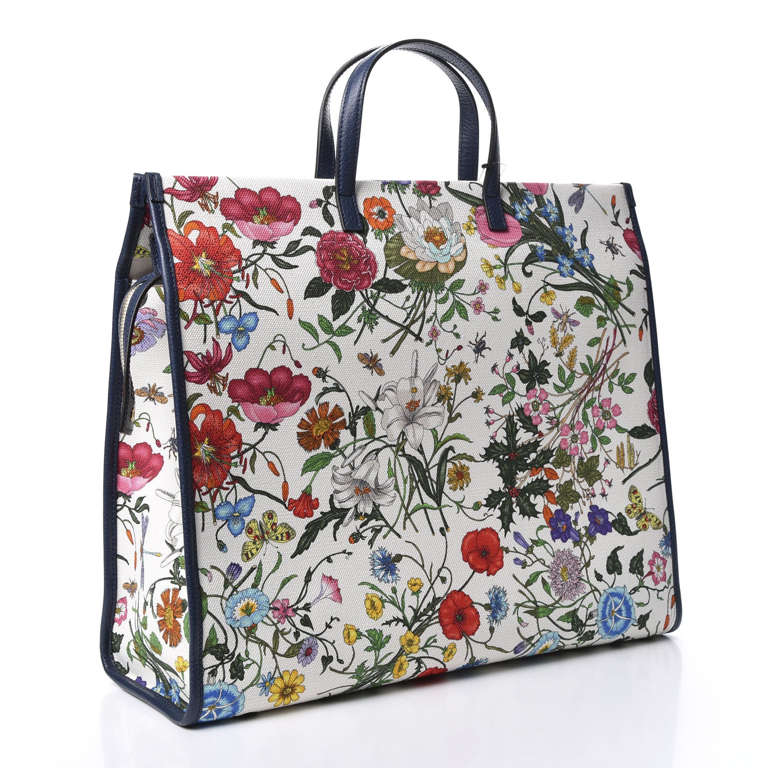 Gucci Canvas Large Flora Tote Navy Multicolor 2 of 9
