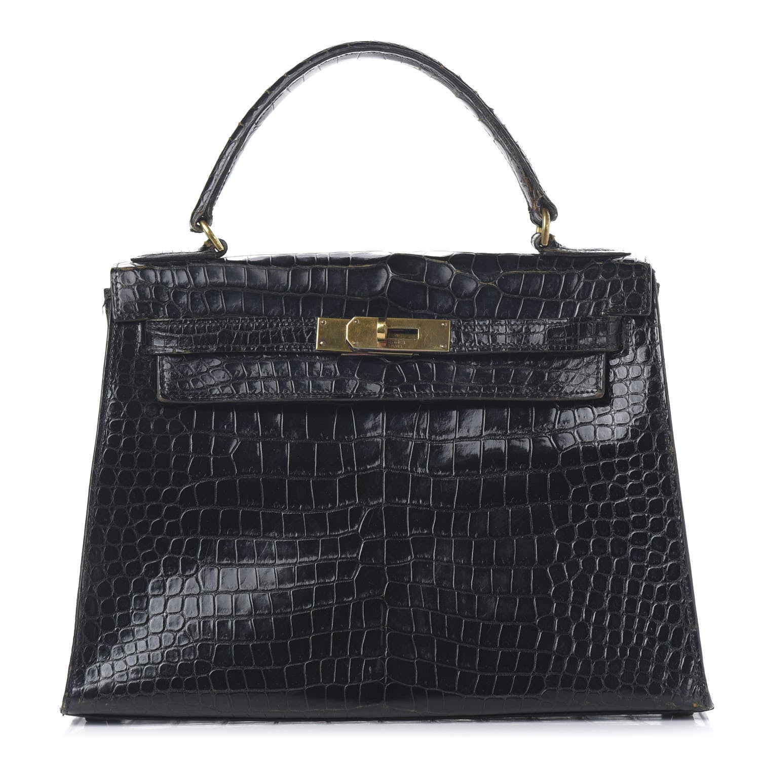 Hermes Shiny Niloticus Crocodile Kelly 28 Black 1 of 34