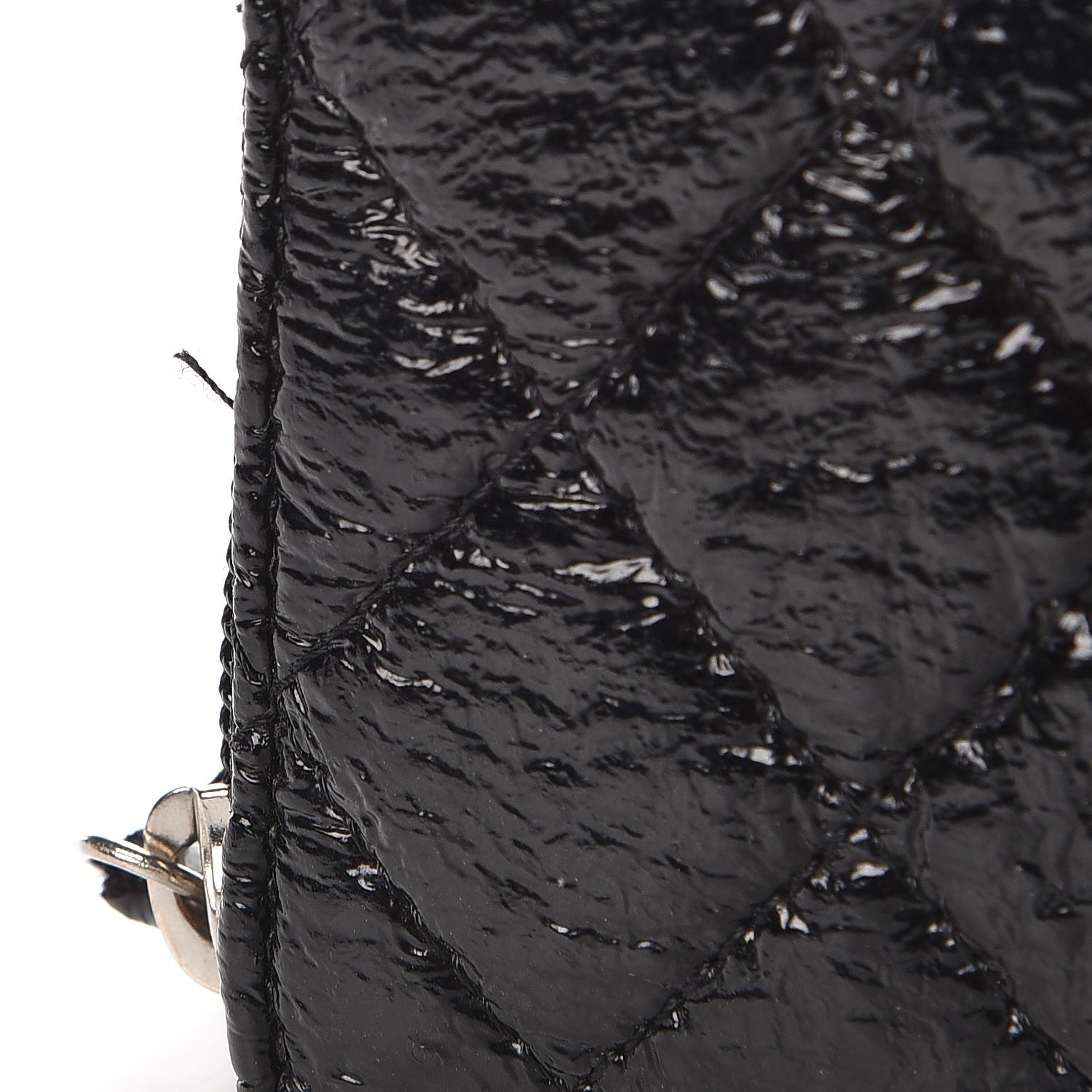 Chanel Crackled Patent Calfskin Large Gusset Zip Around Wallet Black 7 of 11