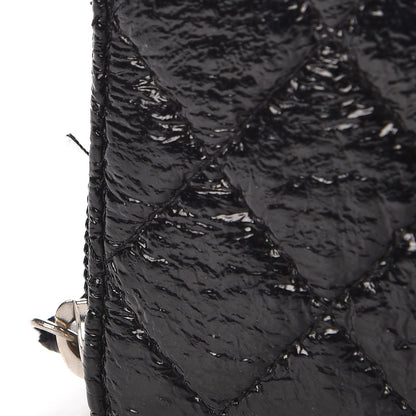Chanel Crackled Patent Calfskin Large Gusset Zip Around Wallet Black 7 of 11