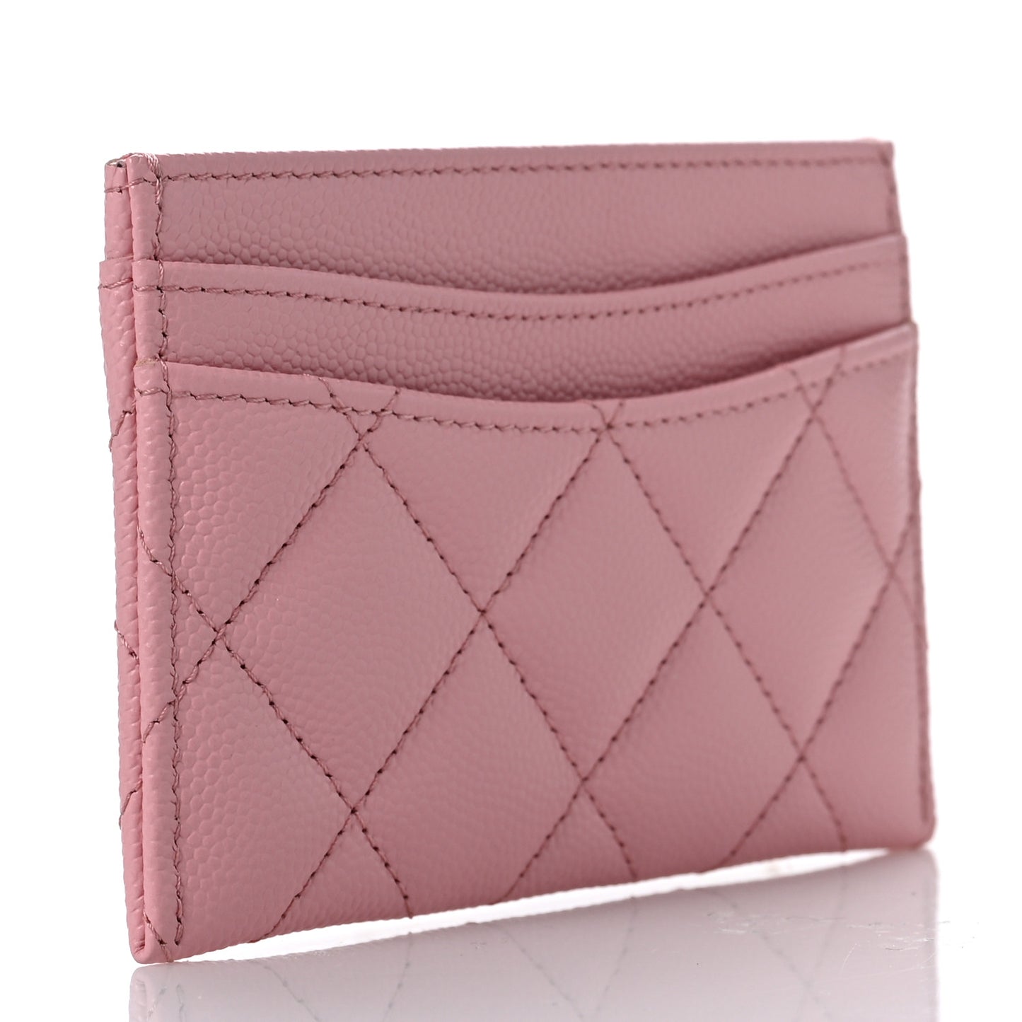 Caviar Quilted Card Holder Pink