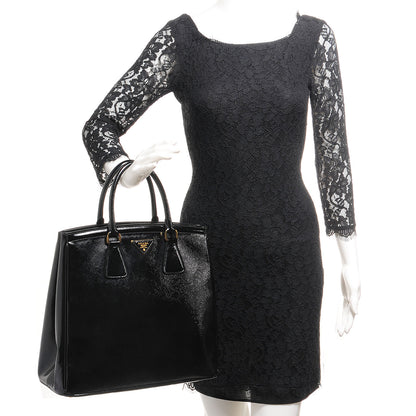 Prada Saffiano Vernice Parabole Tote Black 2 of 10