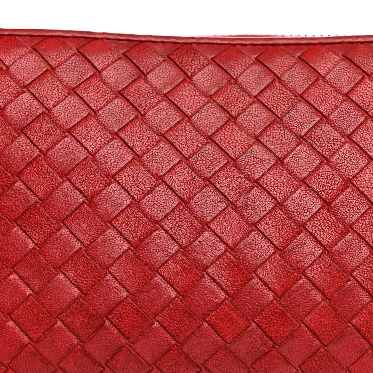 Nappa Intrecciato Zip Around Wallet Red