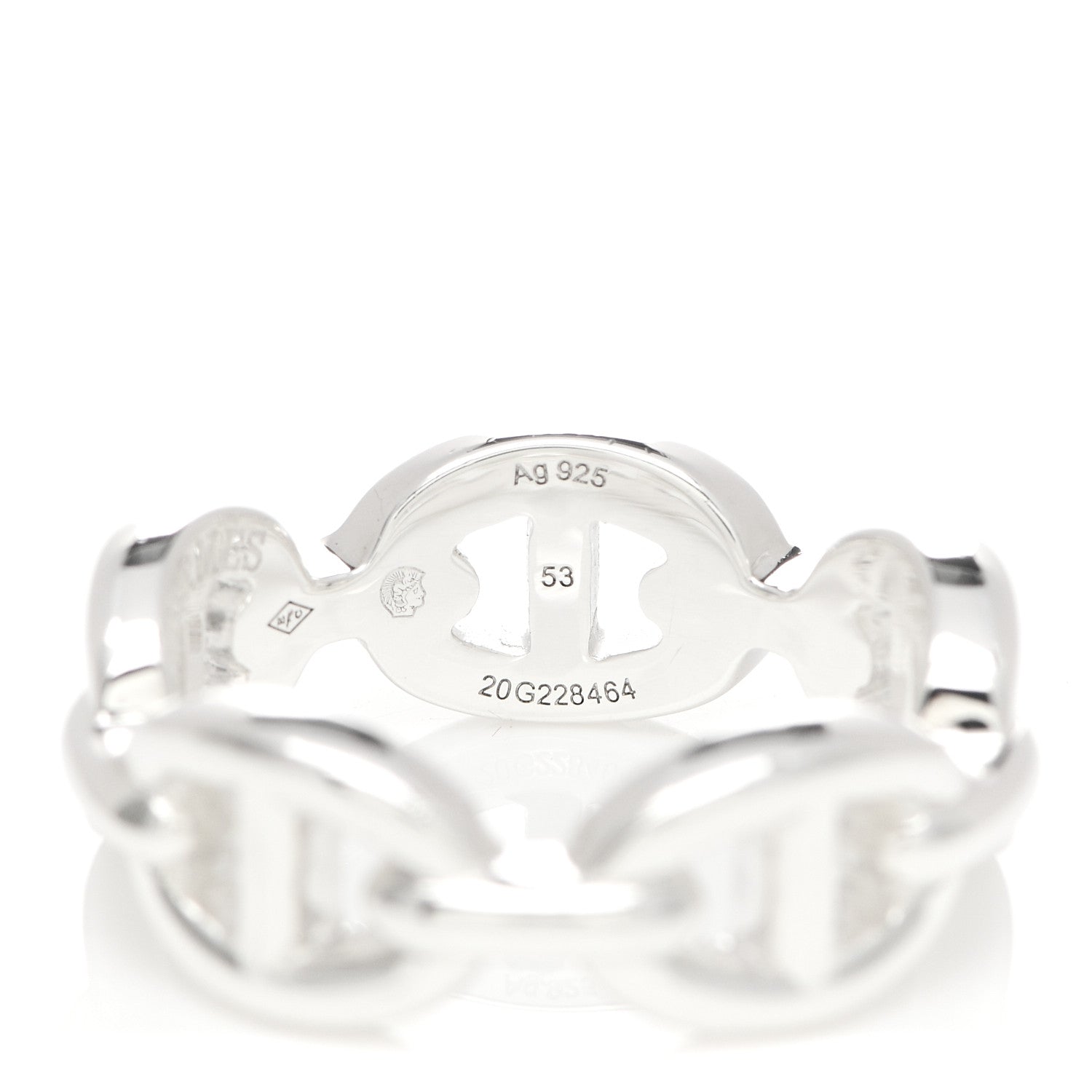 Hermes Sterling Silver PM Chaine d'Ancre Enchainee Band Ring 53 6.5 5 of 6