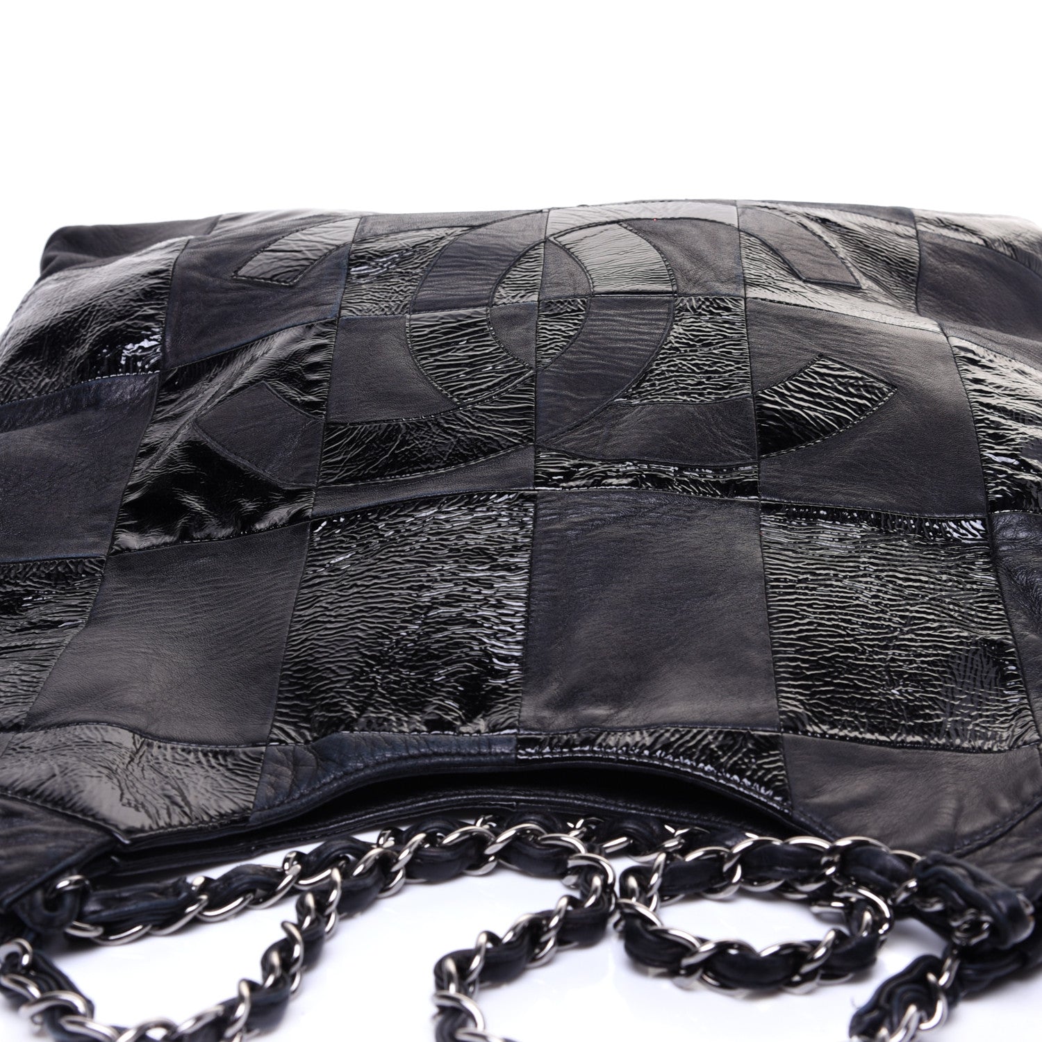 Chanel Patent Calfskin Patchwork Brooklyn Tote Black 11 of 13