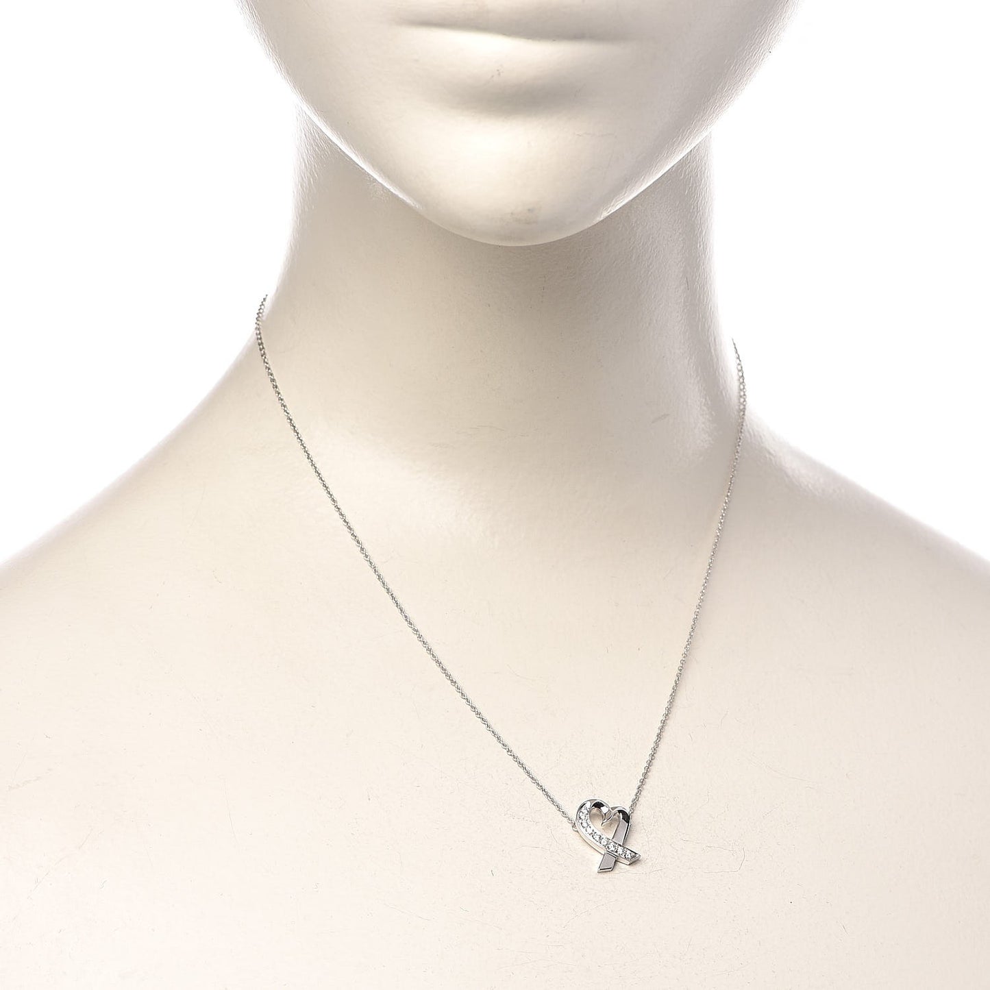18K White Gold Diamond Small Paloma Picasso Loving Heart Necklace