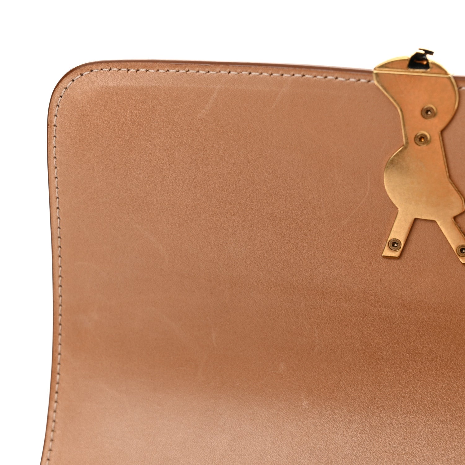 Saint Laurent Box Calfskin Monogram Medium Solferino Satchel Natural Tan 12 of 15