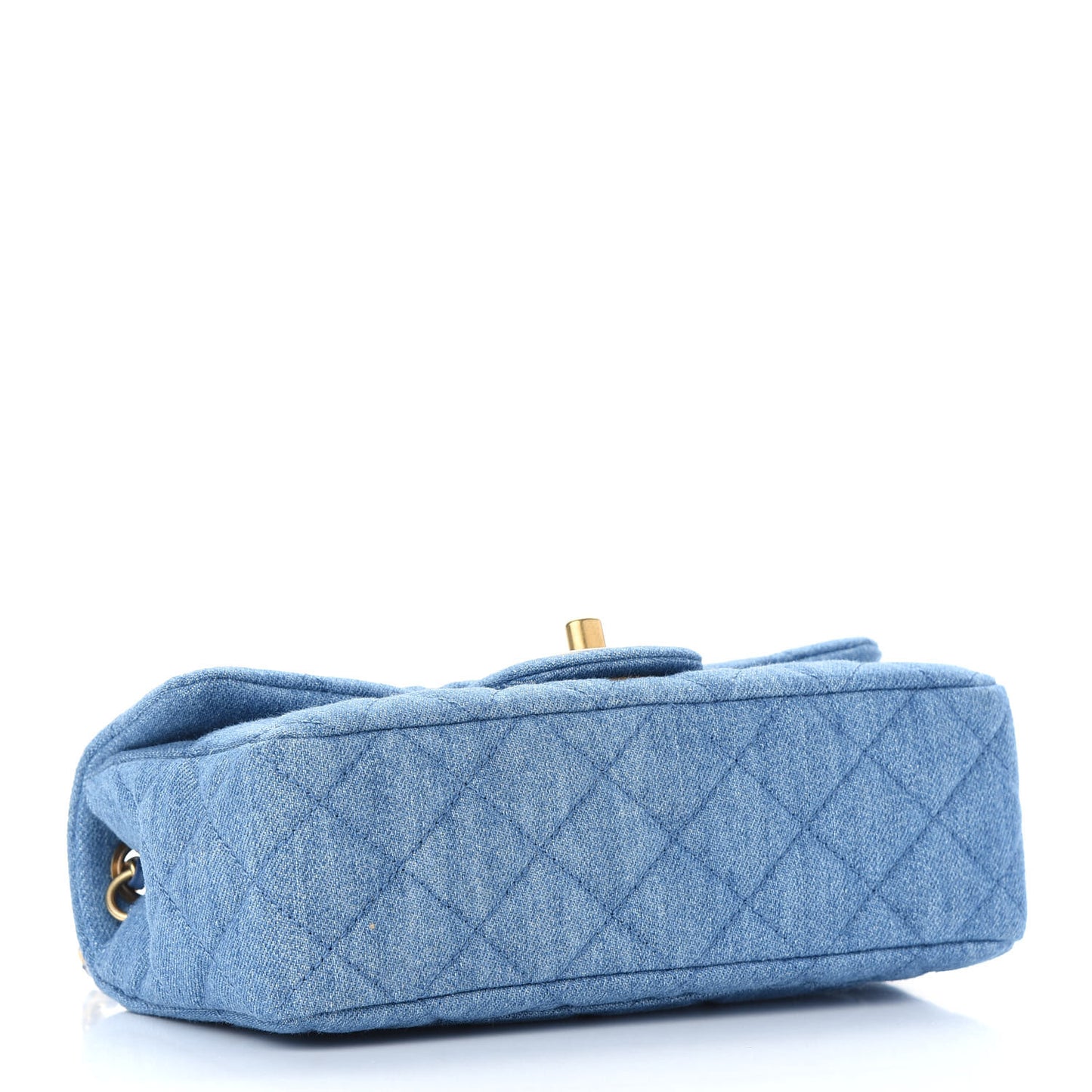 Denim Quilted Mini Pearl Crush Rectangular Flap Blue