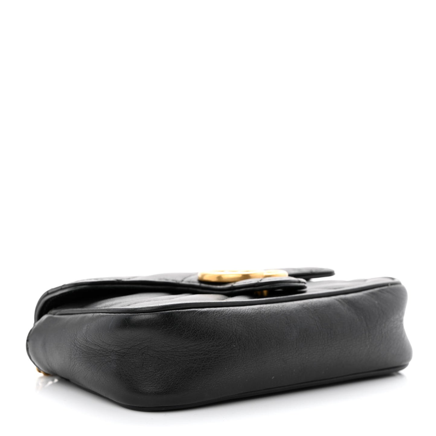 Calfskin Matelasse Super Mini GG Marmont Shoulder Bag Black