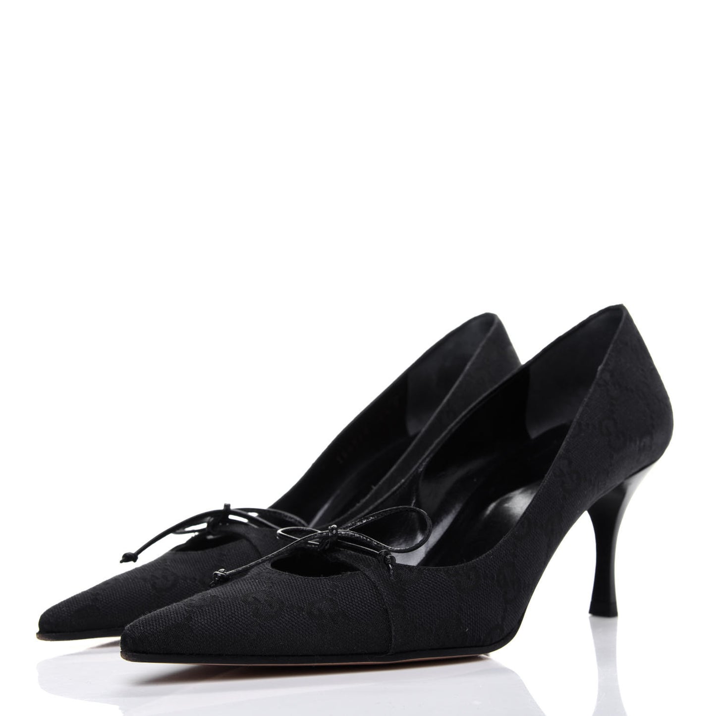 Fabric Monogram Mid-Heel Pumps 36.5 Black