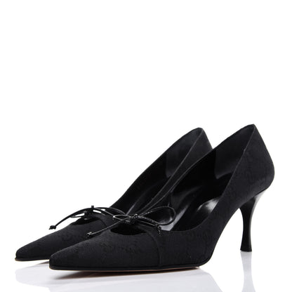 Gucci Fabric Monogram Mid-Heel Pumps 36.5 Black 3 of 12