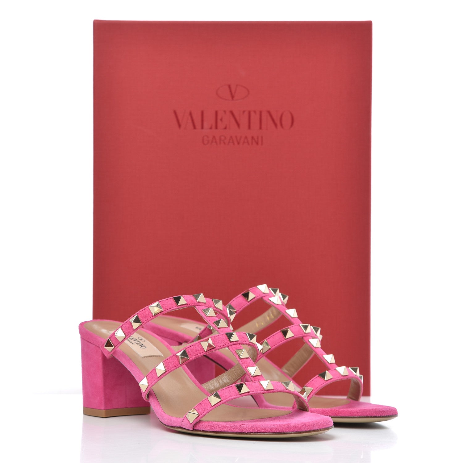 Valentino Garavani Suede Rockstud 60mm Caged Slide Sandals 37.5 Pink Orchid 10 of 10