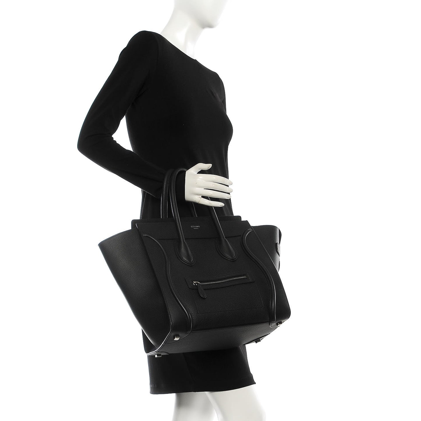 Drummed Calfskin Mini Luggage Black