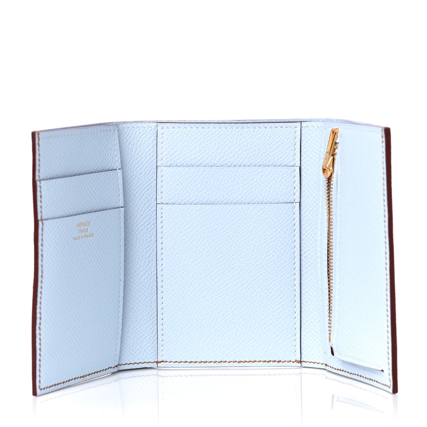 Epsom Verso Tri-Fold Bearn Compact Wallet Sesame Bleu Brume