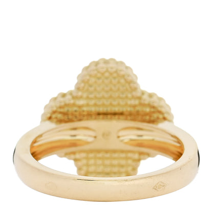 Van Cleef & Arpels 18K Yellow Gold Black Onyx Diamond Vintage Alhambra Ring 51 5.75 4 of 5