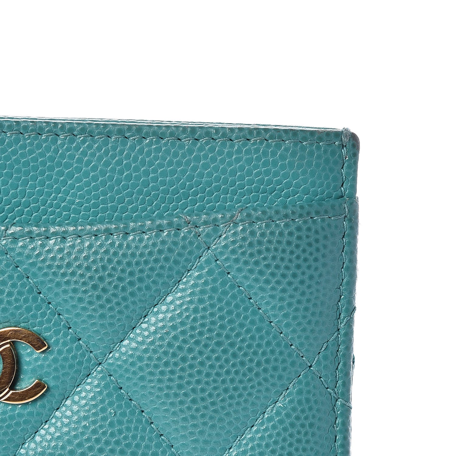 Chanel Caviar Quilted Card Holder Turquoise 12 of 12