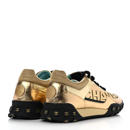 Chanel Metallic Lambskin Satin Finish CC Womens Sneakers 39.5 Gold 4 of 9