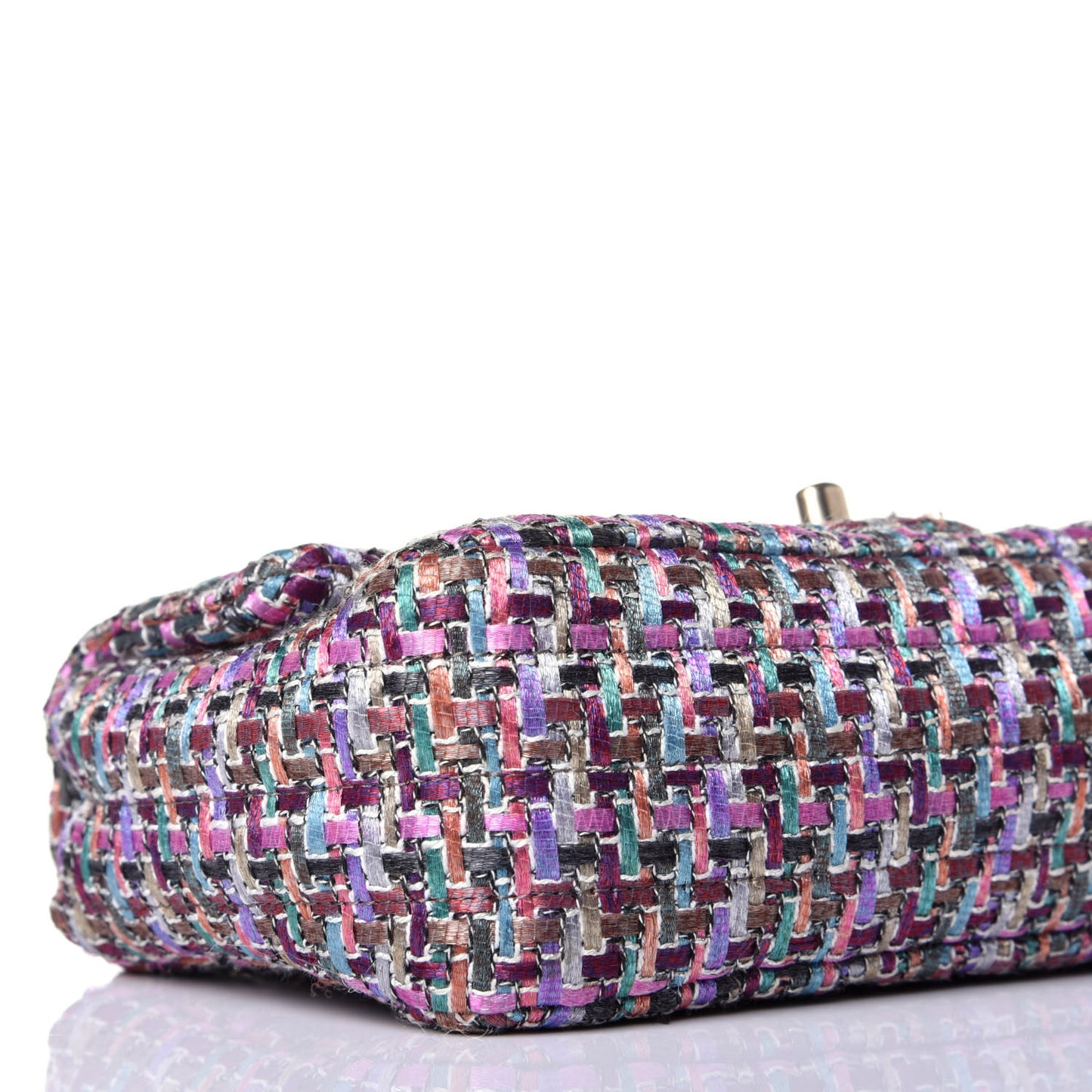 Tweed Quilted Mini Rectangular Flap Lilac Multicolor