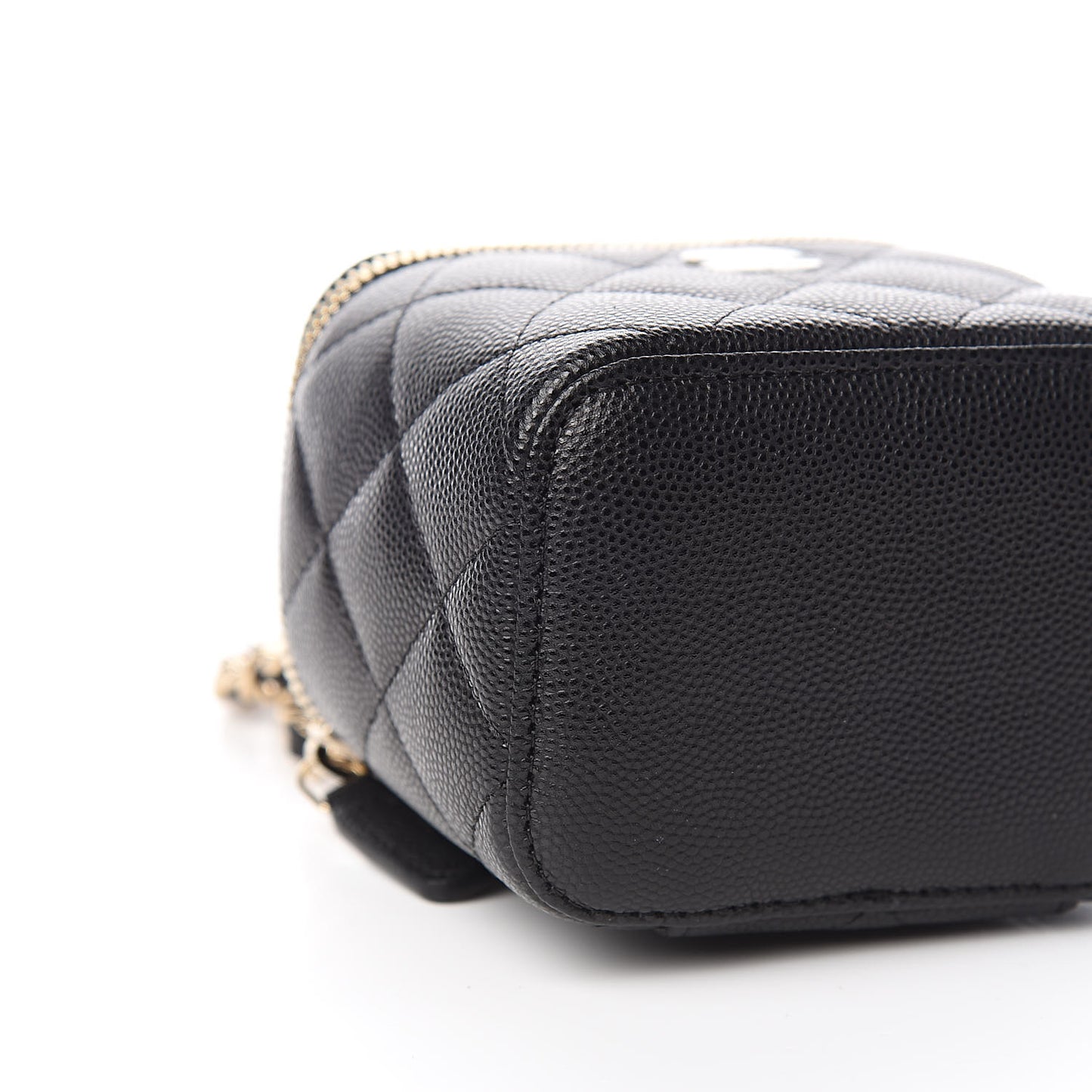 Caviar Quilted Mini Vanity Case With Chain Black