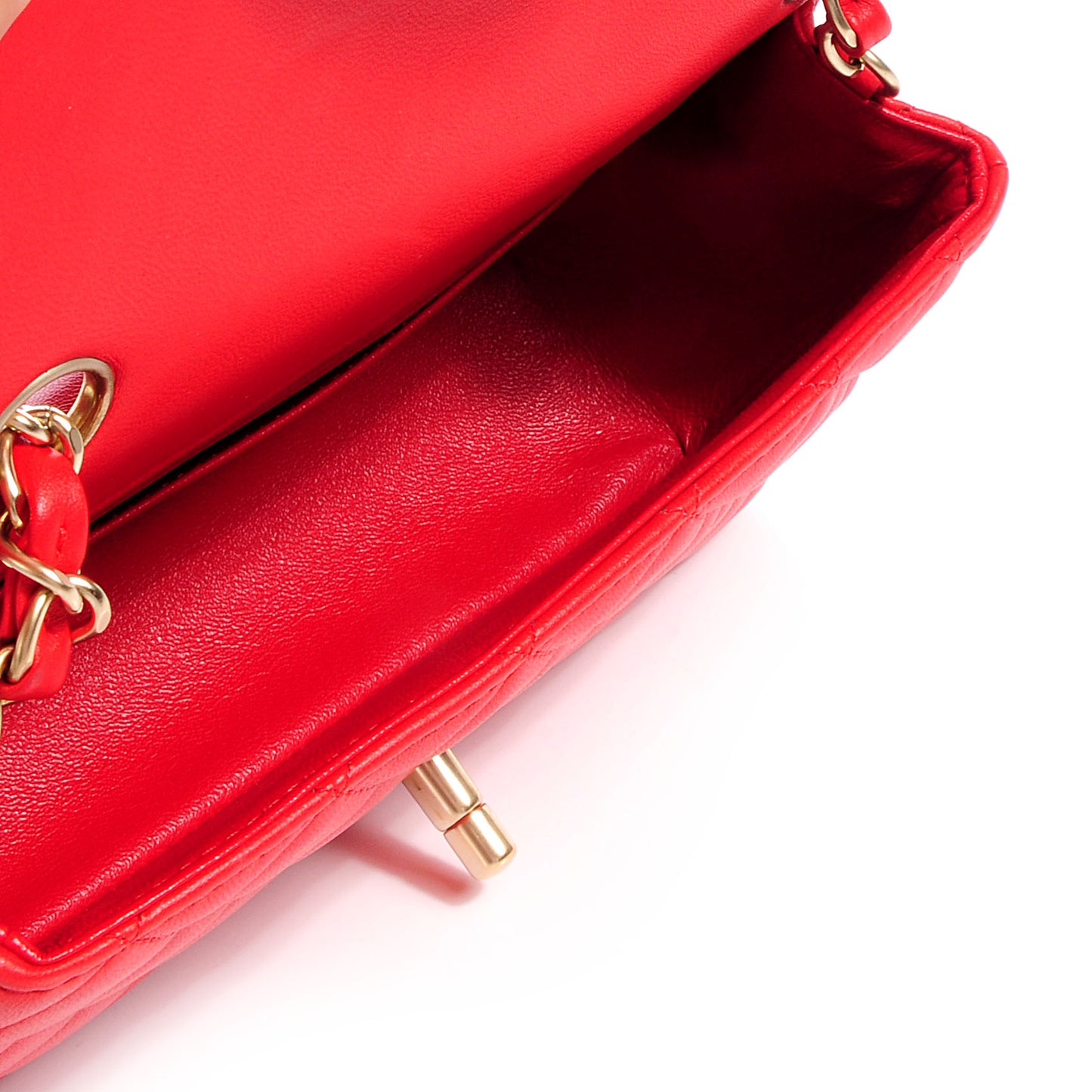 Lambskin Quilted Mini Rectangular Flap Red