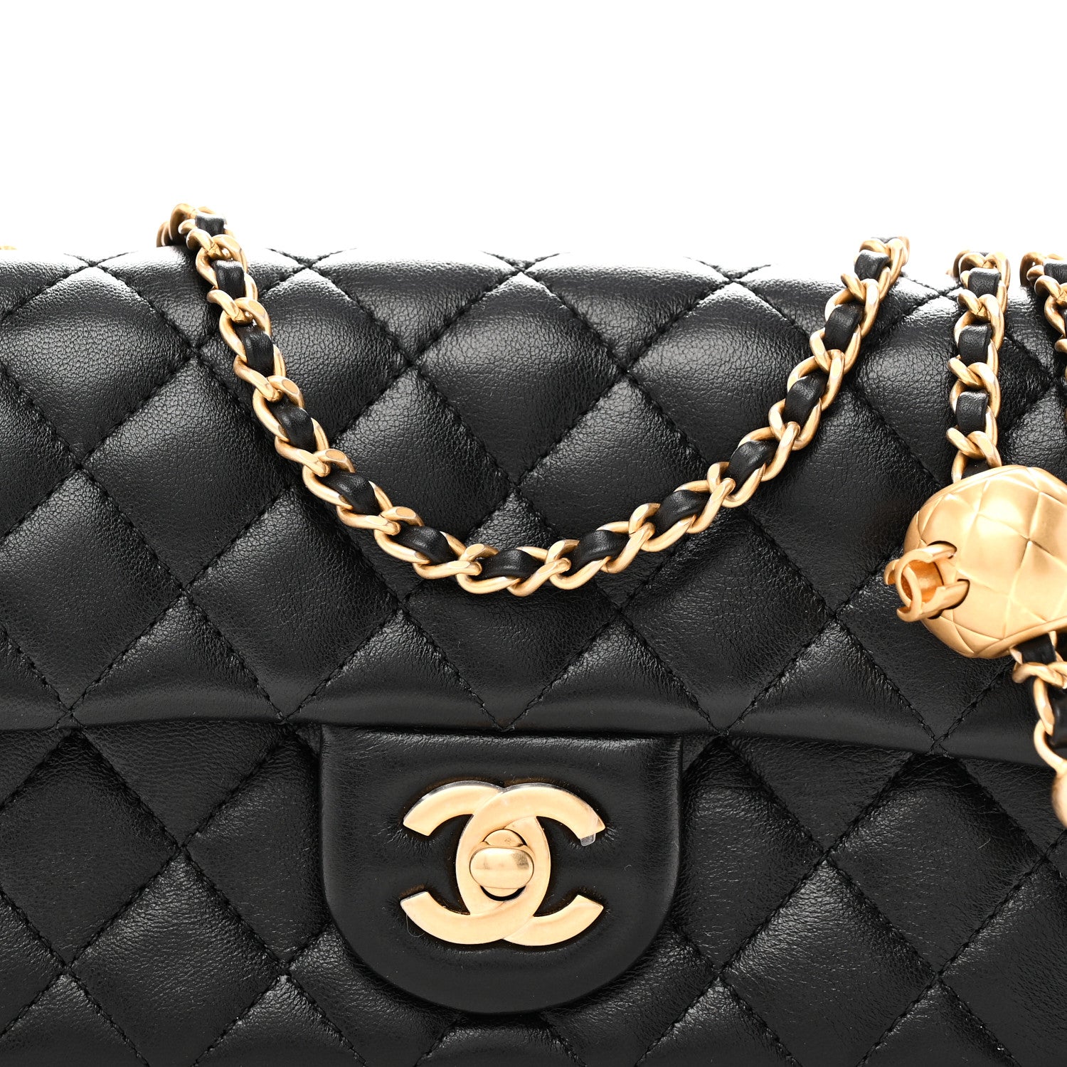 Chanel Lambskin Quilted Mini Rectangular Pearl Crush Flap Black