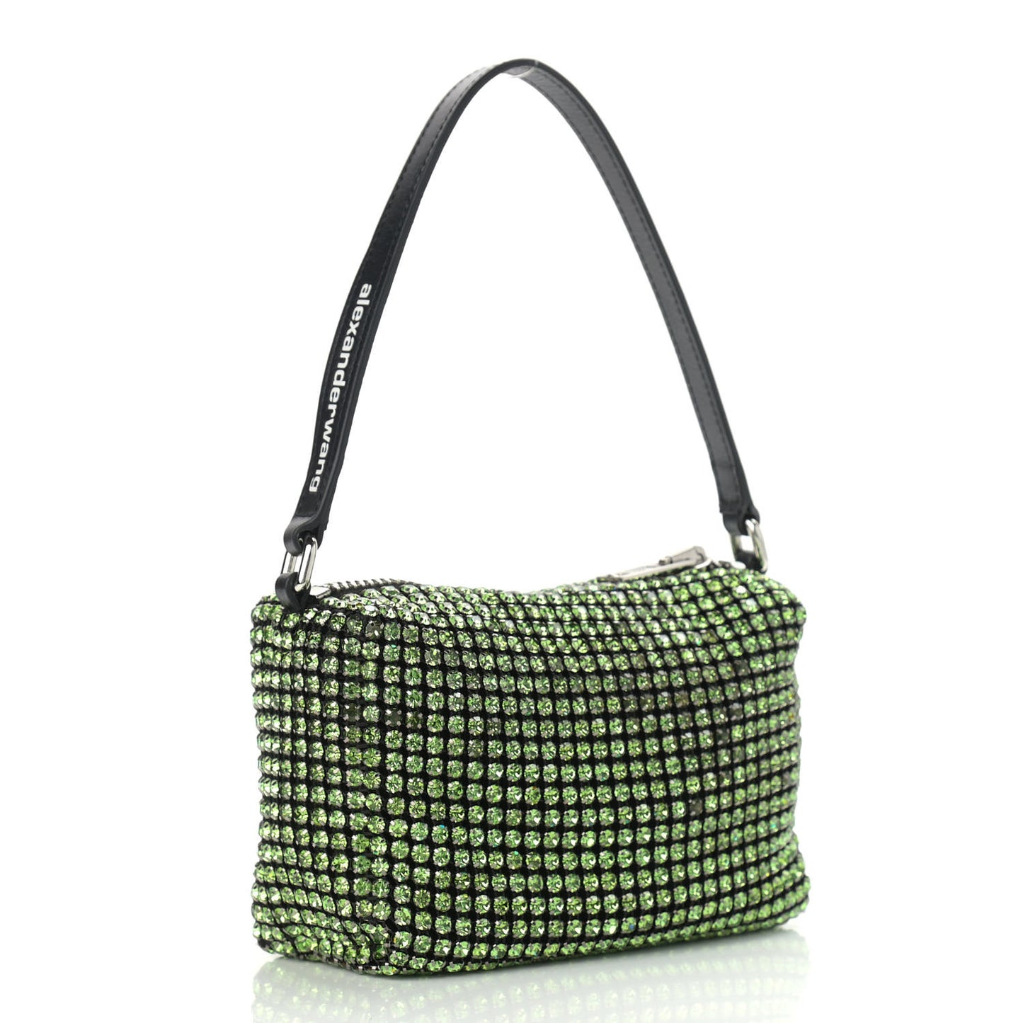 Mesh Crystal Rhinestone Mini Heiress Pouch Green